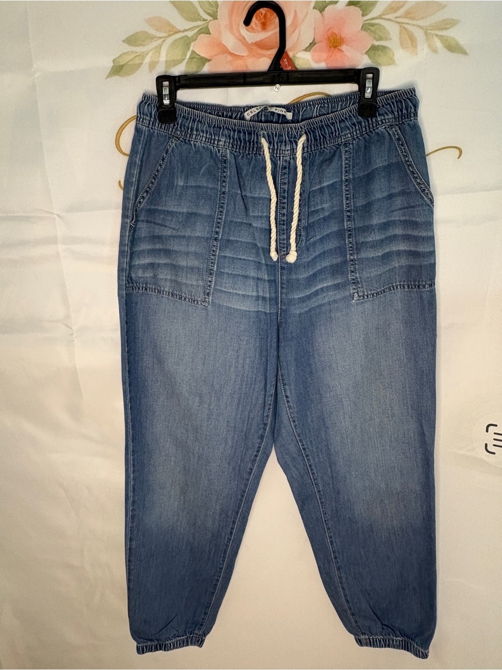 Celebrity Pink Washed Blue Denim Drawstring Joggers
